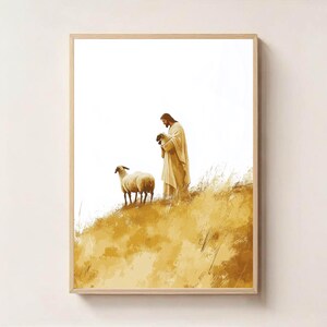 Gentle Shepherd Wall Art, Jesus Printable Art, Christian Printable Art, Minimalist Religious Digital Download, Bible Art, Faith Art
