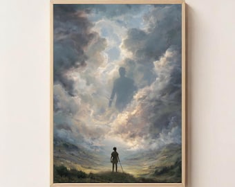 David and Goliath Digital Print, Bible Story Wall Art, Christian Poster for Kids Room, Faith-Inspired Artwork, Instant Download