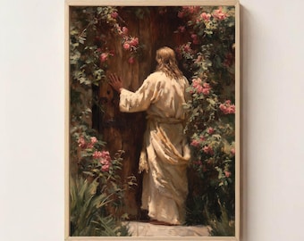 Jesus at Your Door Art Print, Jesus Wall Art, Christian Printable, Religious Home Decor, Faith Based Art, Christian Art Print, Bible Art