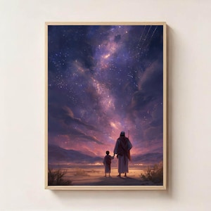 Isaac and Abraham Digital Print, Bible Story Art, Christian Wall Decor, Faith-Based Poster for Kids Room, Instant Download Scripture Art
