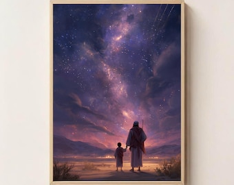 Isaac and Abraham Digital Print, Bible Story Art, Christian Wall Decor, Faith-Based Poster for Kids Room, Instant Download Scripture Art
