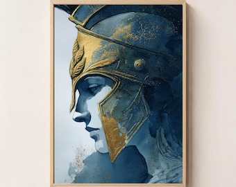 Athena Goddess of Wisdom and War – Greek Mythology Wall Art, Owl Symbol, Divine Feminine Print, Ancient Greek Decor, Greek Goddess Art Print