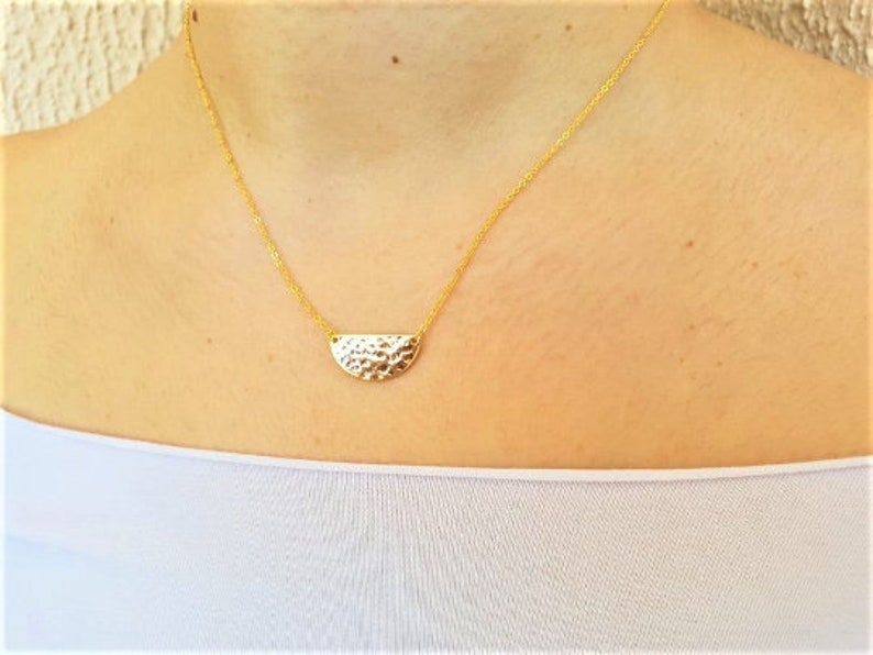 Gift For Her Delicate Necklace Sterling Silver 925 Daughter/'s Gift Necklace Gold Plated Necklace Dainty Necklace Hammered Necklace