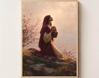 Mary Magdalene at the Shore Art Print, Christian Wall Art Print, Religious Art, Faith Art, Magdalene Prayer Poster, Scripture-Inspired Art
