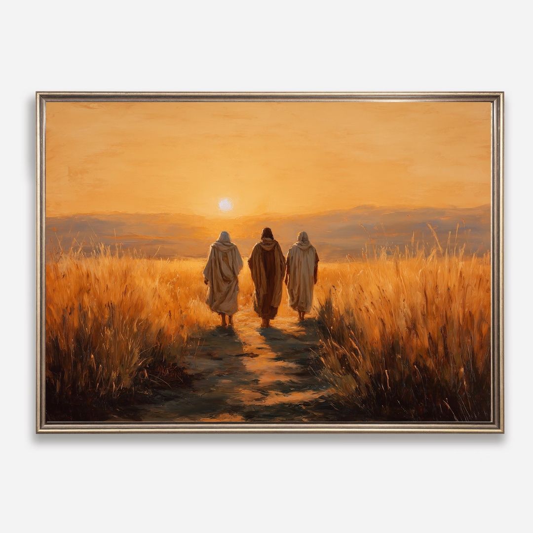 Jesus on the Road to Emmaus Art Print | Walking With Disciples Biblical ...