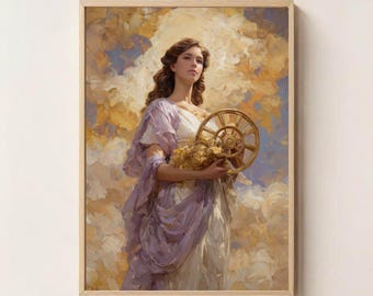Fortuna Roman Goddess of Fortune Wall Art | Energy Infused Luck, Prosperity and Abundance Digital Print for Wealth & Success