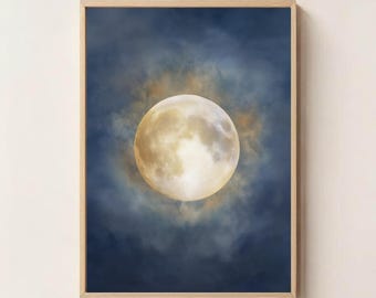 Luminous Moon Wall Art , Celestial Artwork for Illumination, Intuition, and Manifestation, Minimal Art