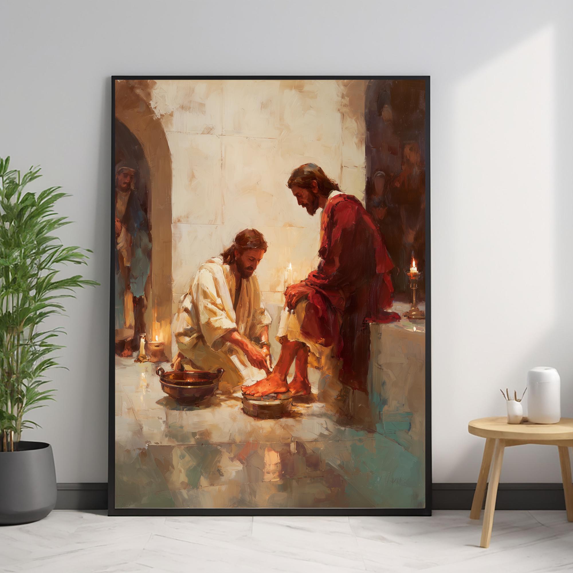 Jesus Washing Disciples’ Feet – Humility and Service Christian Wall Art ...