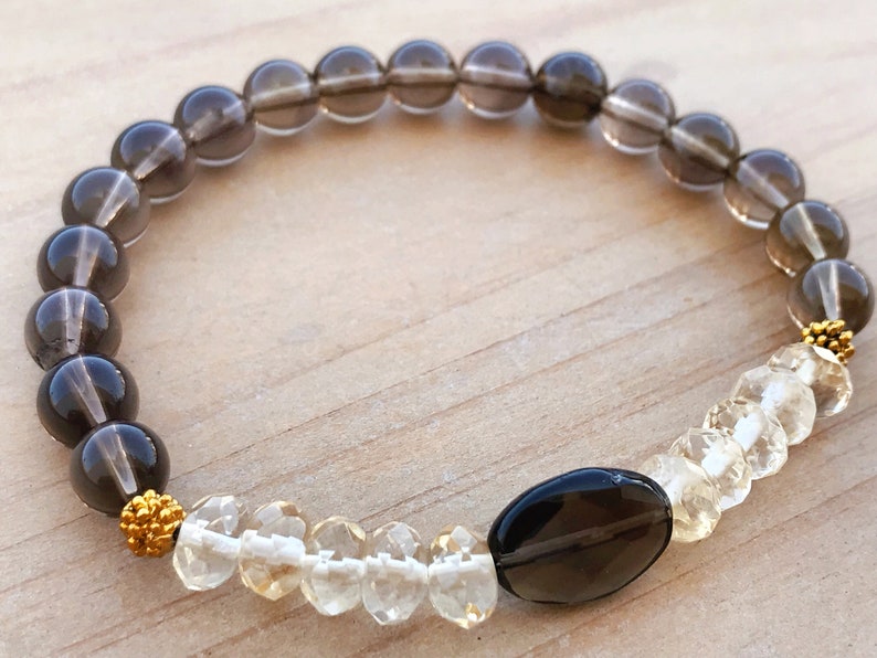 Good Luck Bracelet Smoky Quartz Bracelet Citrine Bracelet Etsy