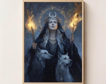 Hecate Goddess of Magic and Crossroads | Energy Infused Protection, Wisdom & Transformation Digital Wall Art