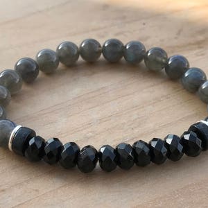 Men&#39;s Protection Bracelet, Black Tourmaline Bracelet, Labradorite Bracelet, Yoga Bracelet, Spiritual Bracelet, Protection Bracelet