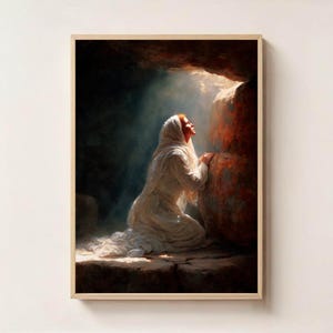 Annunciation Mother Mary Printable – Angel Gabriel Visit, Catholic Wall Art, Religious Digital Painting, Christian Home Decor