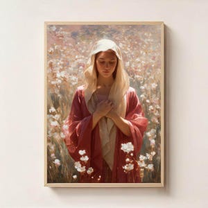 Mary Magdalene in Bloom – Spiritual Feminine Wall Art, Sacred Biblical Artwork, Christian Home Decor, Faith Art, Christian Printable