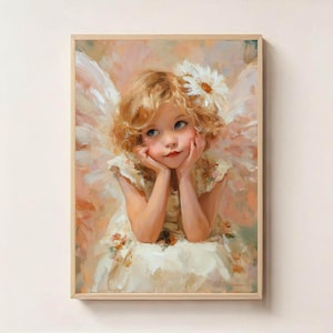 Baby Angel Wall Art – Adorable Child Angel Print, Nursery Digital Download, Heaven Sent Decor, Christian Baby Room, Cherub Angel Artwork