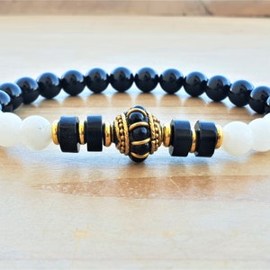Shungite, Tourmaline and Moonstone,  Spiritual Healing & Purification, Yoga Bracelet, Mala Bracelet, Crystal Bracelet, Intention Bracelet