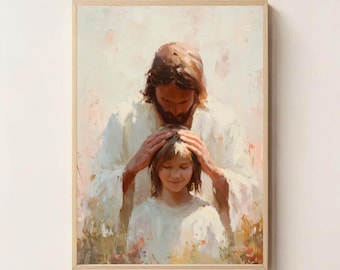 Jesus Blesses a Child Wall Art, Christian Printable, Religious Home Decor, Faith Artwork, Inspirational Christian Gift, Jesus Wall Art