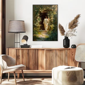 Jesus knackar på dörren konsttryck, Jesus väggkonst, Jesus utskrivbar, religiös heminredning, trosbaserad konst, kristen konsttryck, bibelkonst bild 5