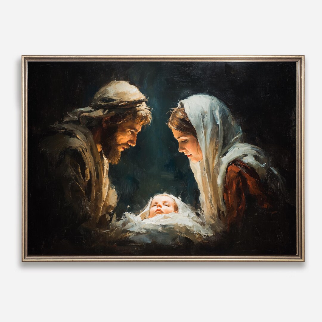 Holy Family Nativity Scene | Jesus Mary Joseph Artwork | Spiritual ...
