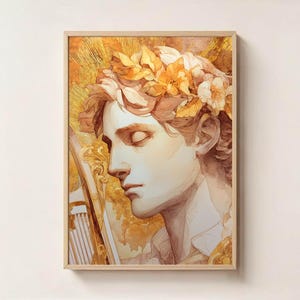 Apollo God of Light and Music – Greek Mythology Wall Art, Sun God Print, Oracle of Delphi Decor, Divine Masculine Artwork, Apollo Art Print
