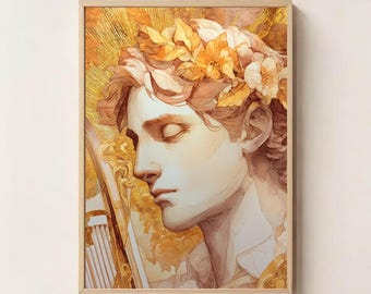 Apollo God of Light and Music – Greek Mythology Wall Art, Sun God Print, Oracle of Delphi Decor, Divine Masculine Artwork, Apollo Art Print