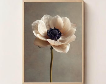 Vintage Anemone Flower Print: Minimalist Botanical Art (Digital Download)