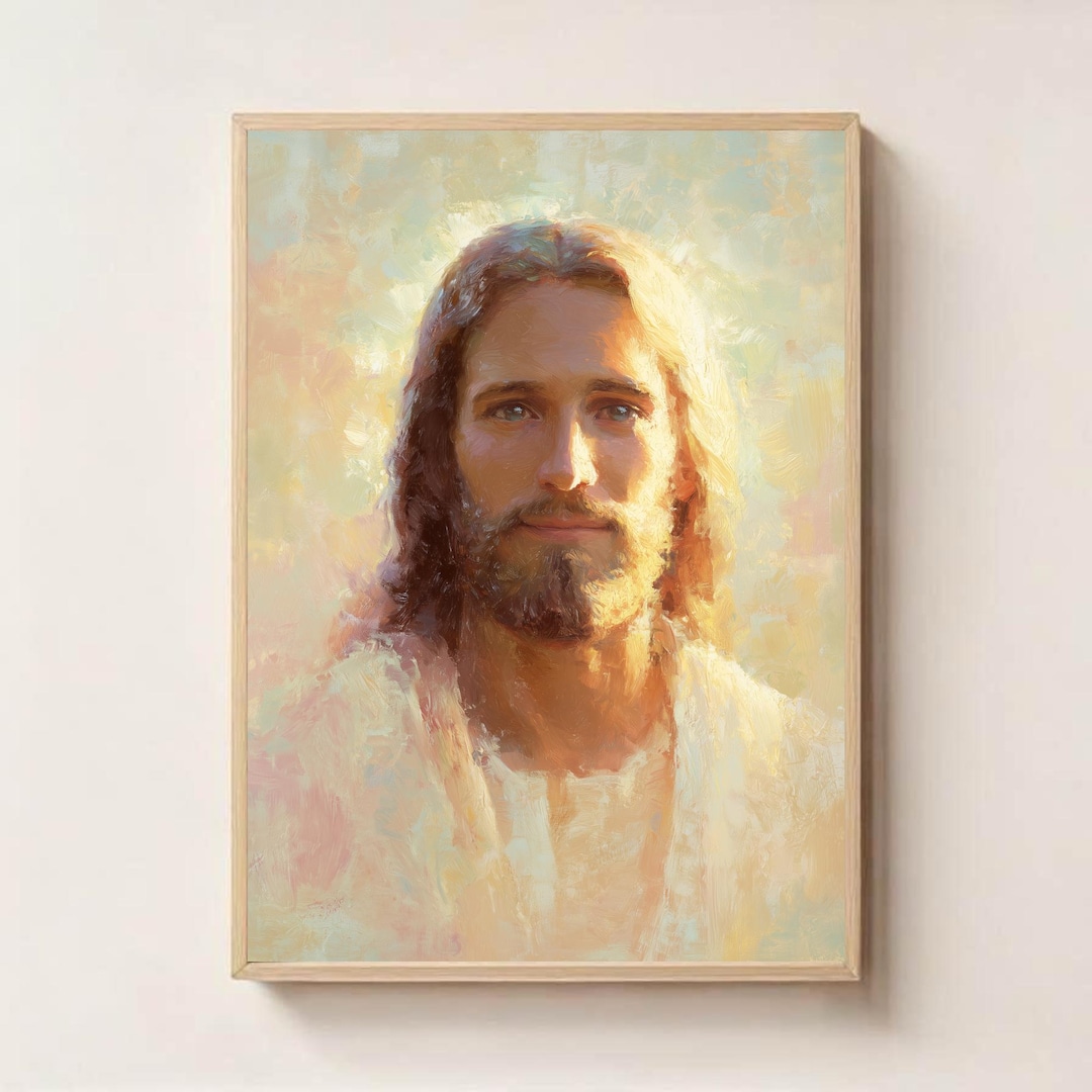 Radiant Face of Jesus – Sacred Savior Portrait, Christian Wall Art ...
