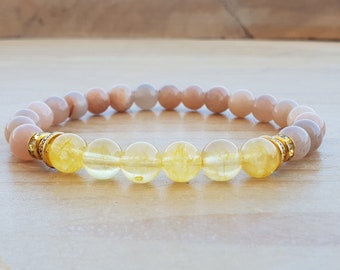 Good Luck Bracelet, Sunstone and Citrine, Yoga bracelet, Energy Bracelet, Wrist Mala, Crystal Healing, Healing Bracelet, Bohemian