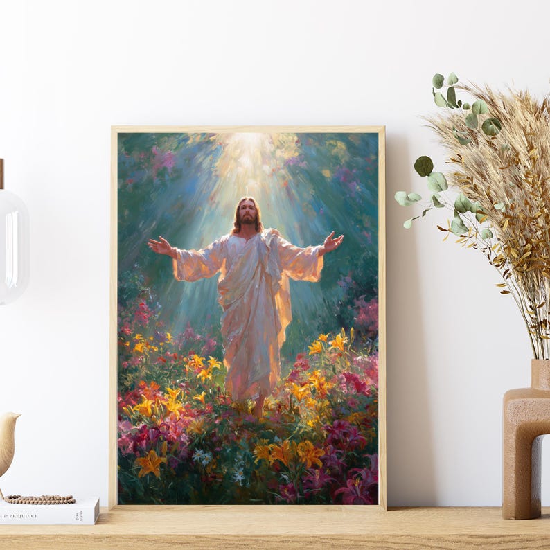 Rays of Glory – Jesus in Divine Light Art Print, Resurrection Christian ...