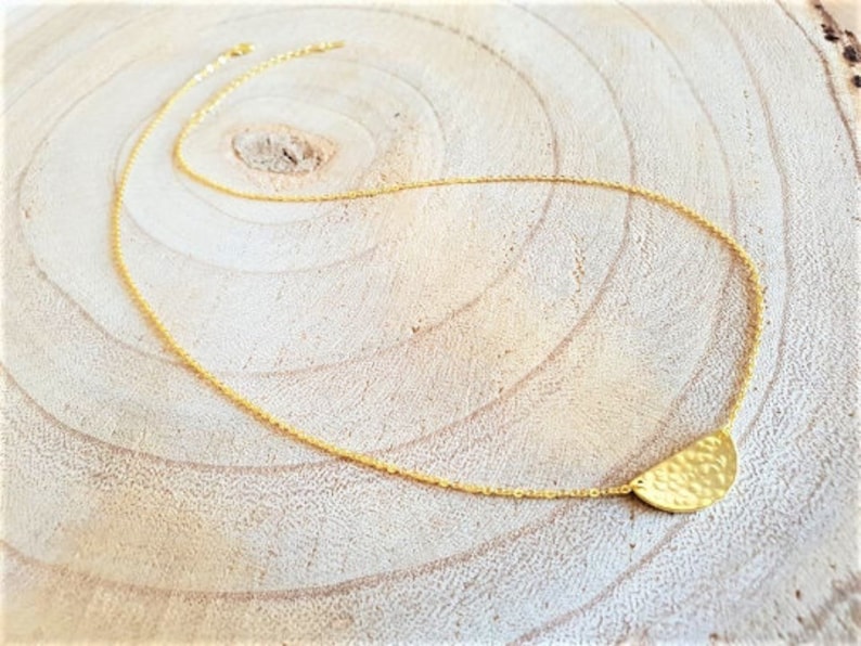 Gift For Her Delicate Necklace Sterling Silver 925 Daughter/'s Gift Necklace Gold Plated Necklace Dainty Necklace Hammered Necklace