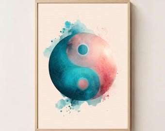 Energy Infused Yin and Yang Wall Art,  Feng Shui Harmony Art, Spiritual Art, Balance Symbol Printable