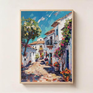 Spain Wall Art – Whitewashed Street in Andalusia, Mediterranean Travel Print,  Modern Wall Art, Travel Wall Art
