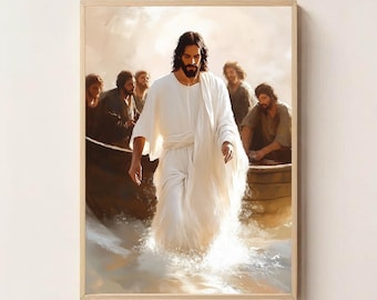 Steps of the Divine, Jesus Print, Christian Printable Art,  Jesus Poster, Bible Art, Jesus Digital Art, Jesus Printable, Spiritual Wall Art