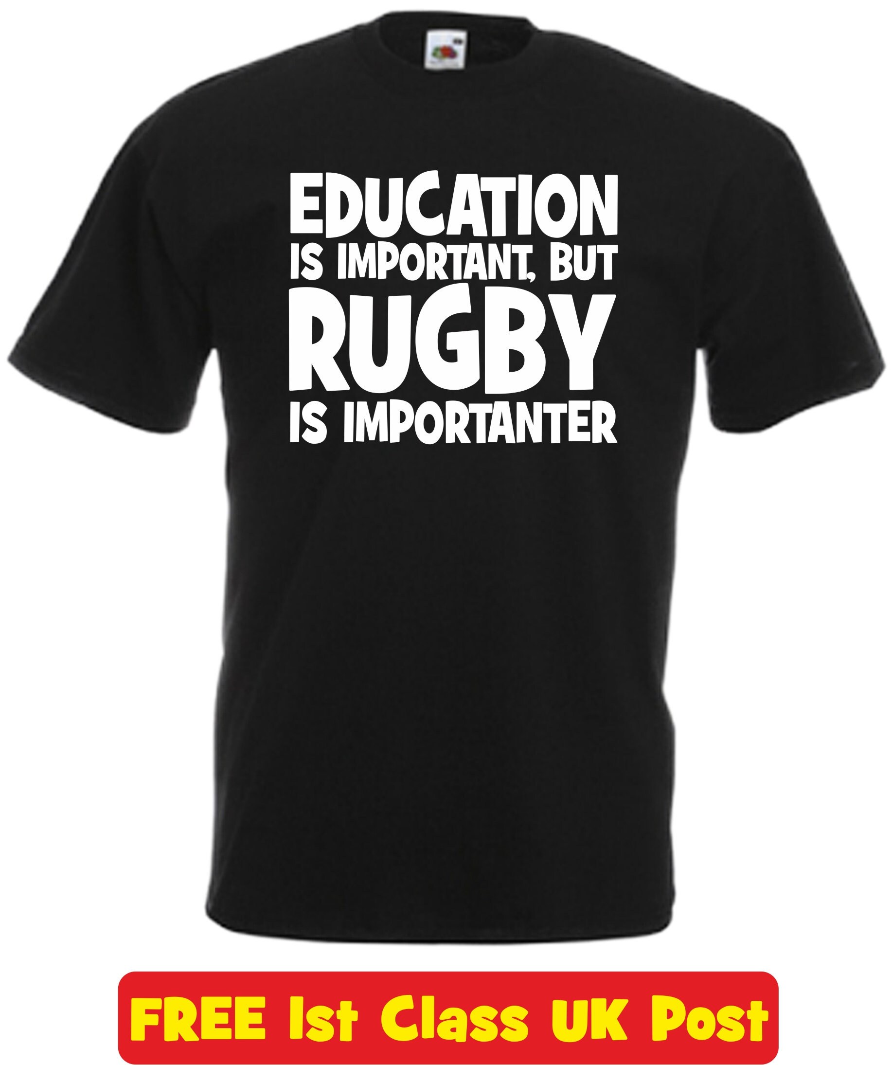 Image of Education Is Important Rugby Funny T Shirt Novelty Slogan Birthday Xmas Gift Tee Free Uk Postage