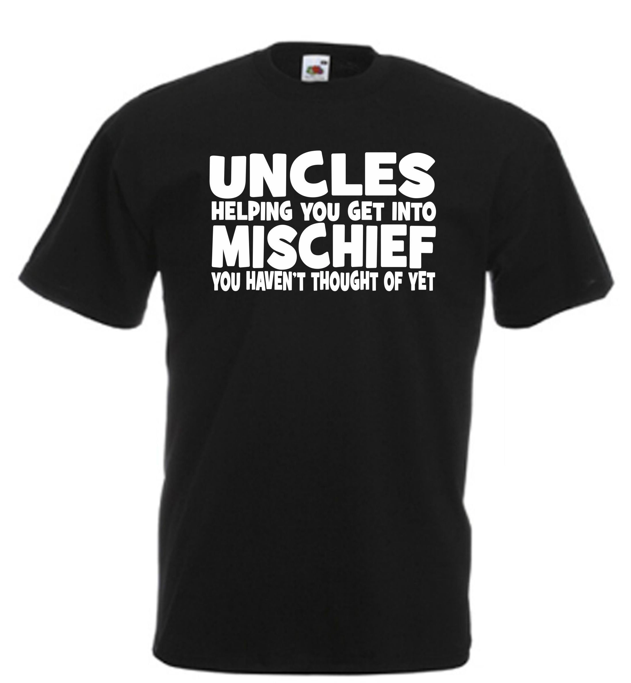 Image of Uncle Mischief Funny T Shirt Novelty Slogan Birthday Xmas Gift Tee Free Uk Postage