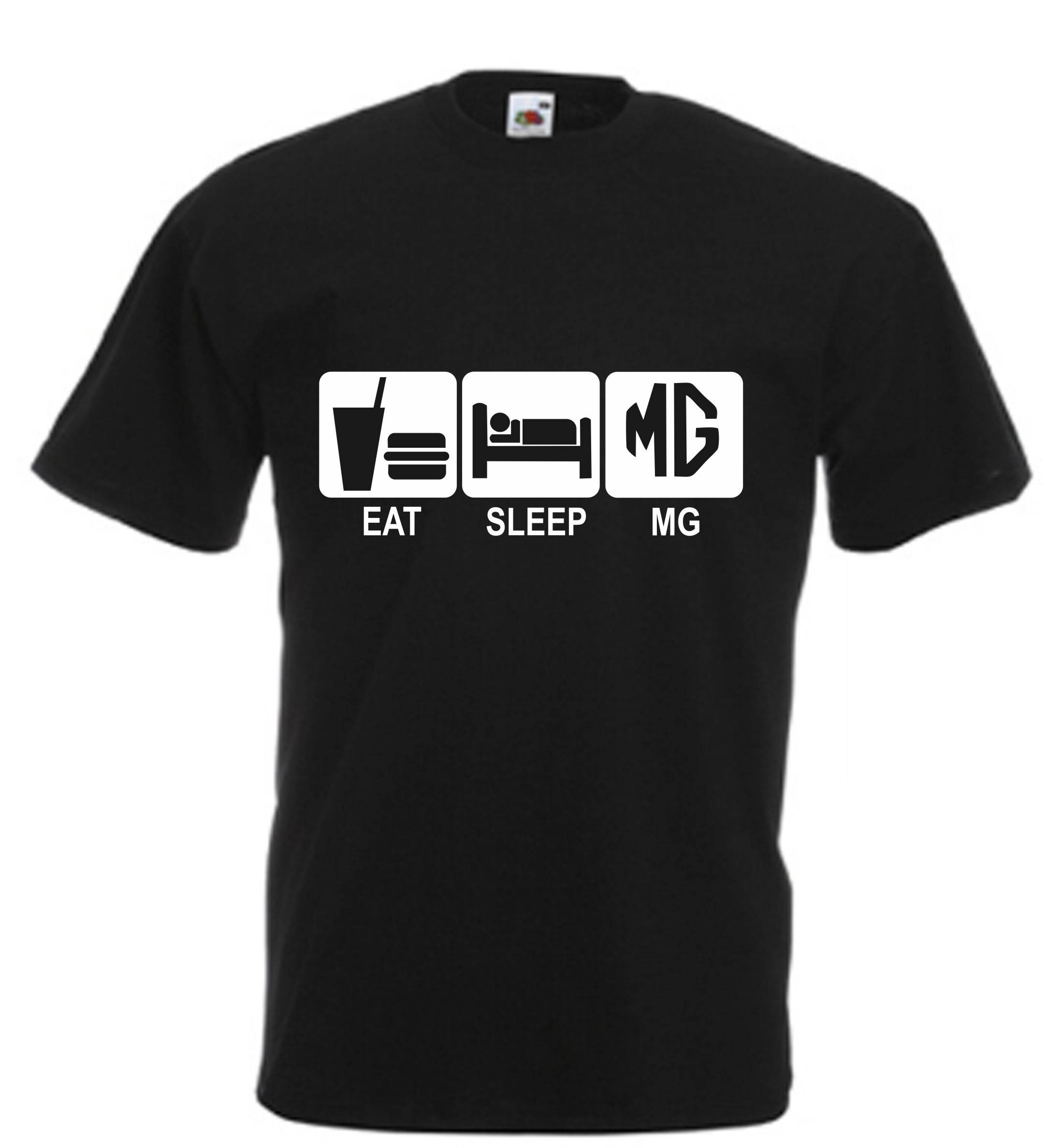 Image of Eat Sleep Mg T Shirt Novelty Slogan Birthday Xmas Gift Tee Adults Kids Mgtf Mgf Mgzt Midget