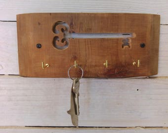 Wooden Key Holder hand hand cut from reclaimed wood