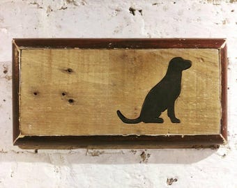 Labrador Wall Art made from reclaimed wood. Can be customised for other breeds.