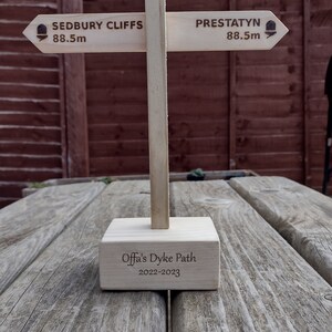 Custom Hiking trophy. Walking trophy. South West Coast Path, Appalachian Trail, Penine Way. Personalised just for you. Mini Sign Post. image 3