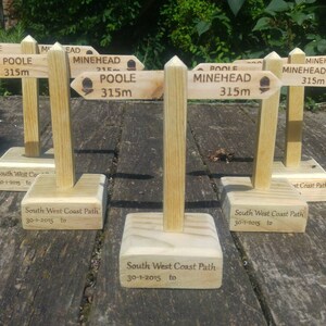 Custom Hiking trophy. Walking trophy. South West Coast Path, Appalachian Trail, Penine Way. Personalised just for you. Mini Sign Post. image 9