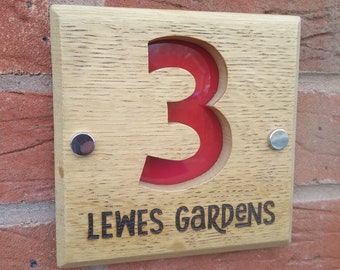 House Number Sign. Hand made from reclaimed wood. Choose style and colour.