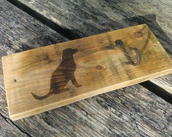 Dog Lead/ Leash Holder with Labrador, Customised to your pet! Reclaimed Pallet Wood
