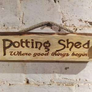 Potting Shed Sign. Add names or other details. Beautiful reclaimed wood. Great gift for a gardener.