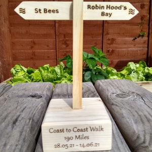 Custom Hiking trophy. Walking trophy. South West Coast Path, Appalachian Trail, Penine Way. Personalised just for you. Mini Sign Post. image 4