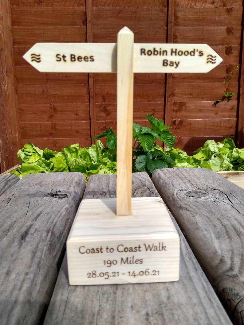 Custom Hiking trophy. Walking trophy. South West Coast Path, Appalachian Trail, Penine Way. Personalised just for you. Mini Sign Post. image 4