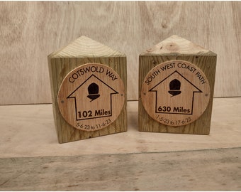 Custom Wooden Hiking Trophy, Sign Post Roundel, Personalized Gift. Cotswold Way, South West Coast Path, West Highland Way, Offa's Dyke Path