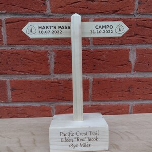 Custom Hiking trophy. Walking trophy. South West Coast Path, Appalachian Trail, Penine Way. Personalised just for you. Mini Sign Post. image 2