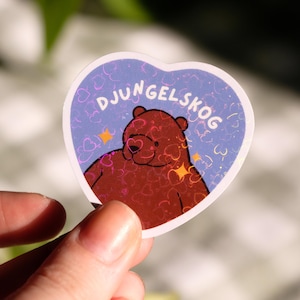 Djungleskog IKEA Bear Holographic Heart Sticker