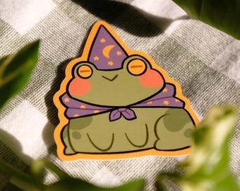 Sticker tovenaar kikker