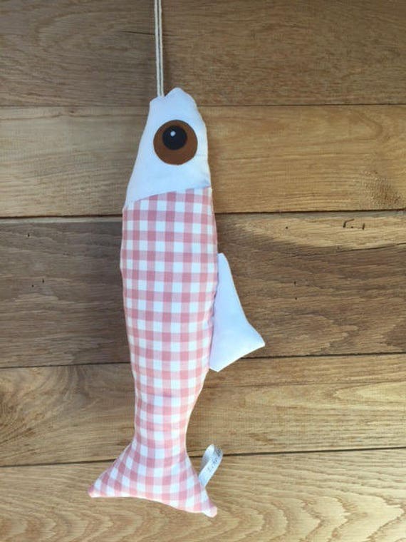 Truite Du Célé - Poisson en Tissus Vichy Rose et Cuir