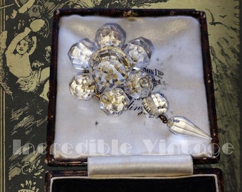 Antique Georgian HALLEYS COMET Rock Crystal Brooch Rare Unique Pin Collector Bridal Jewellery Heirloom